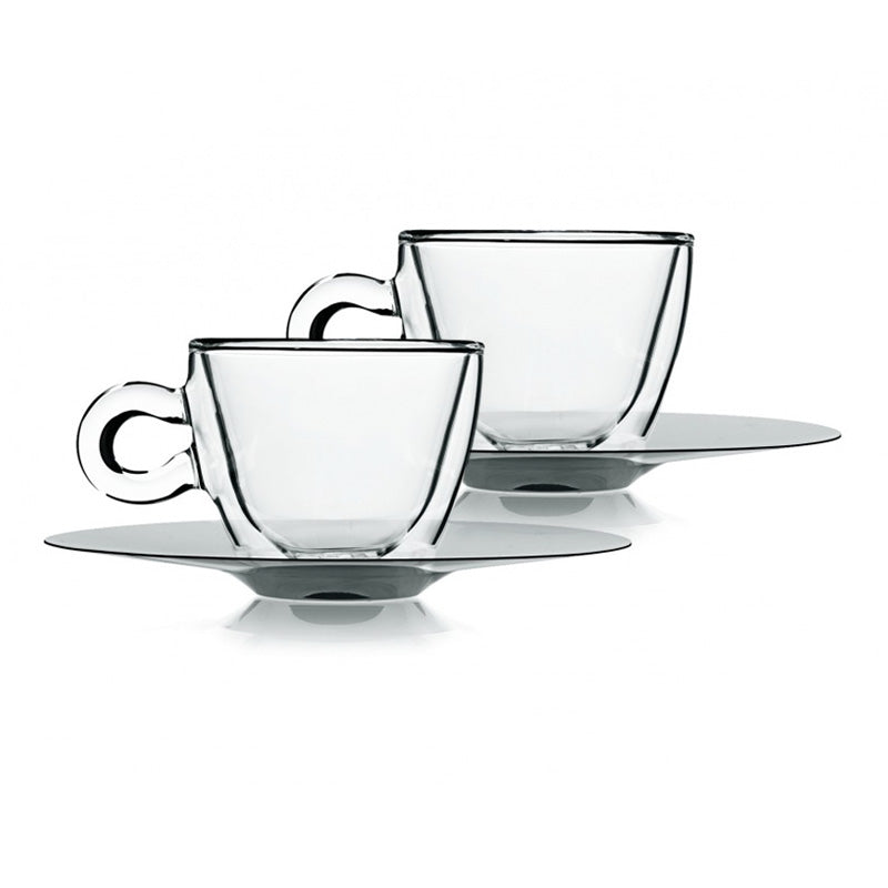 Bormioli Luigi Duos Set 2 Tazze Cappuccino 16,5 Cl Con Piattino