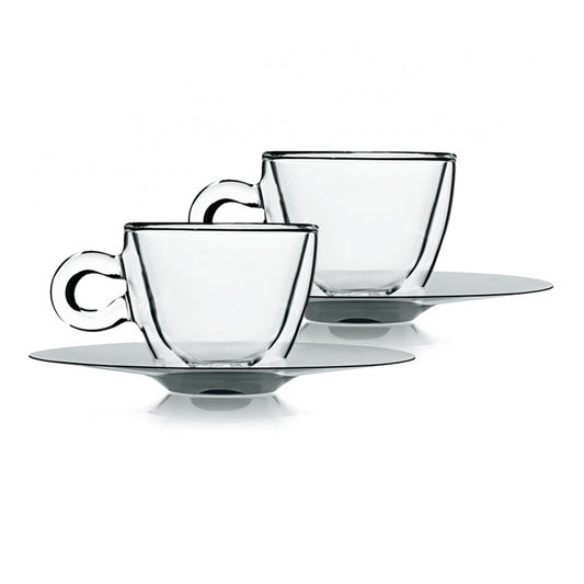 Bormioli Luigi Duos Set 2 Tazze Cappuccino 16,5 Cl Con Piattino