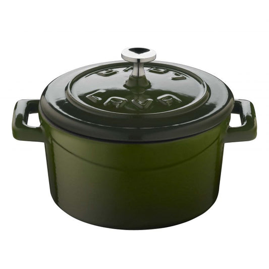 Paderno Folk Mini Casseruola Tonda Lt 0,35 In Ghisa Smaltata Verde