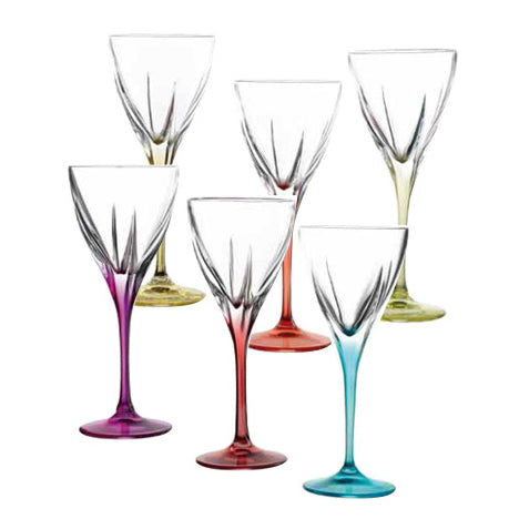 Rcr Cristalleria Italiana Fusion Color Set 6 Calici Acqua 25 Cl Crystal Glass
