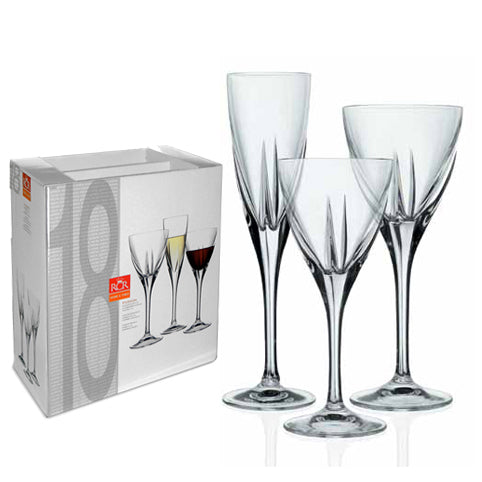 Rcr Cristalleria Italiana Fusion Set Calici 18/Pz Crystal Glass