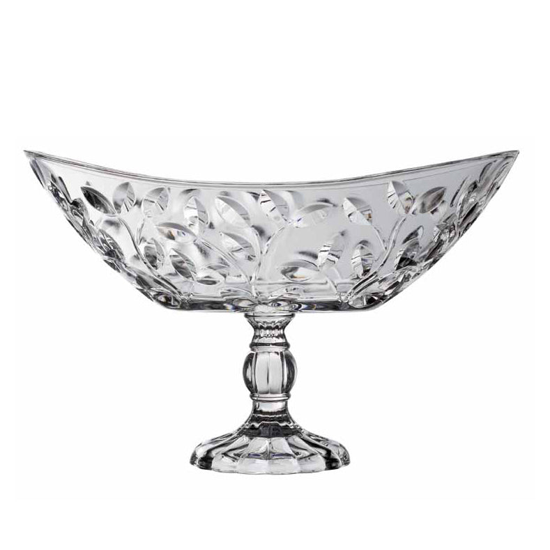 Rcr Cristalleria Italiana Laurus Centrotavola Ovale C/Piede Crystal Glass