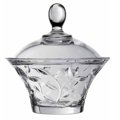 Rcr Cristalleria Italiana Laurus Scatola Dolci  180 Mm C/Coperchio Crystal Glass