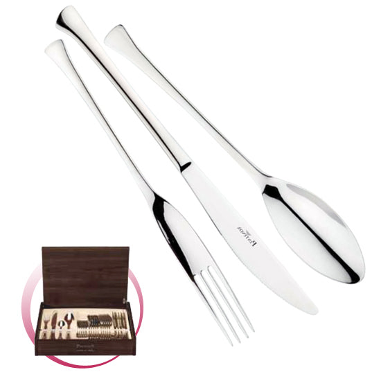 Pintinox Pinti Servizio Posate 24 Pz Pagaia In Bauletto Legno