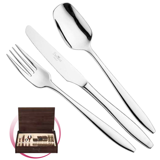 Pintinox Pinti Servizio Posate 24 Pz Trend In Bauletto Legno