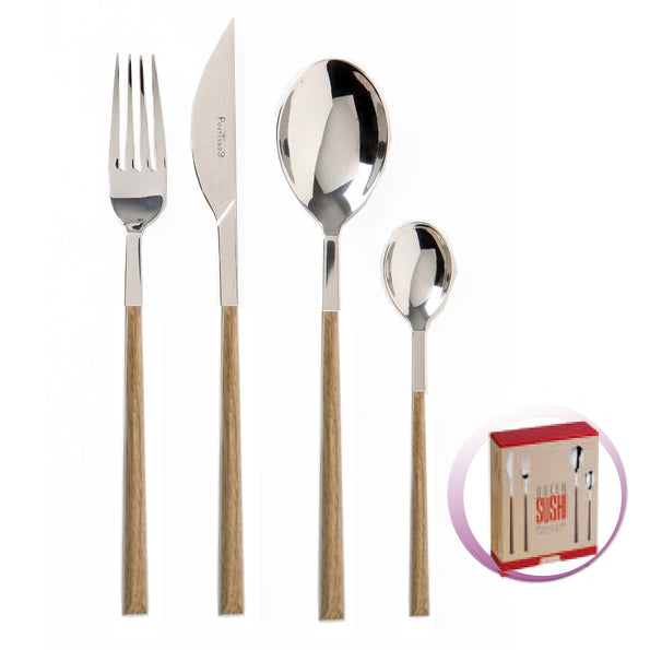 Pinti Inox Pinti Set Posate 24 Pz Sushi Queen Teak In Scatola Regalo