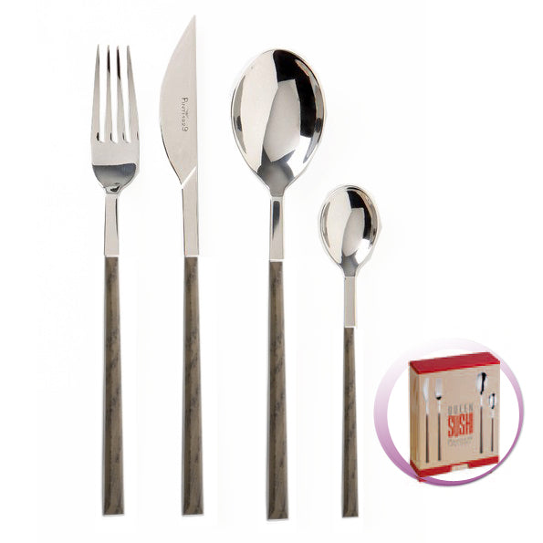 Pinti Inox Pinti Set Posate 24 Pz Sushi Queen Wenge In Scatola Regalo